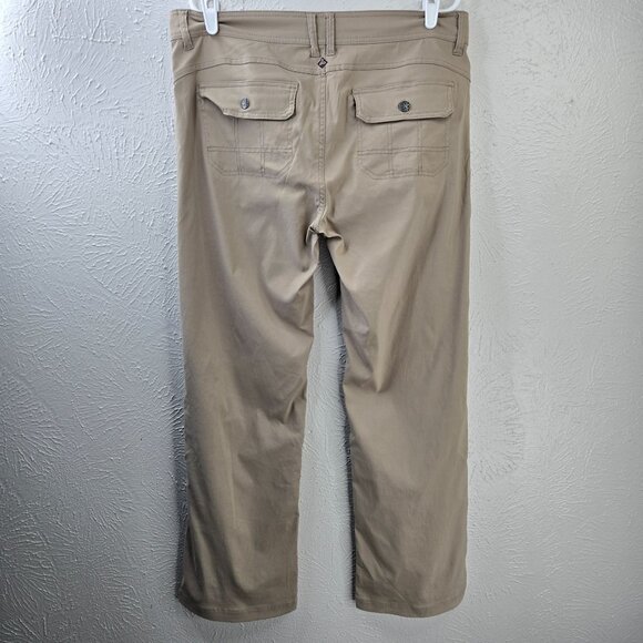Prana Hiking Pants Womens 14 UPF 50+ Tan Straight Leg Adjustable Outdoor Utility - Picture 5 of 12